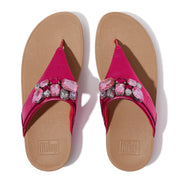 LULU Jewel-Deluxe Metallic-Leather Toe-Post Sandals