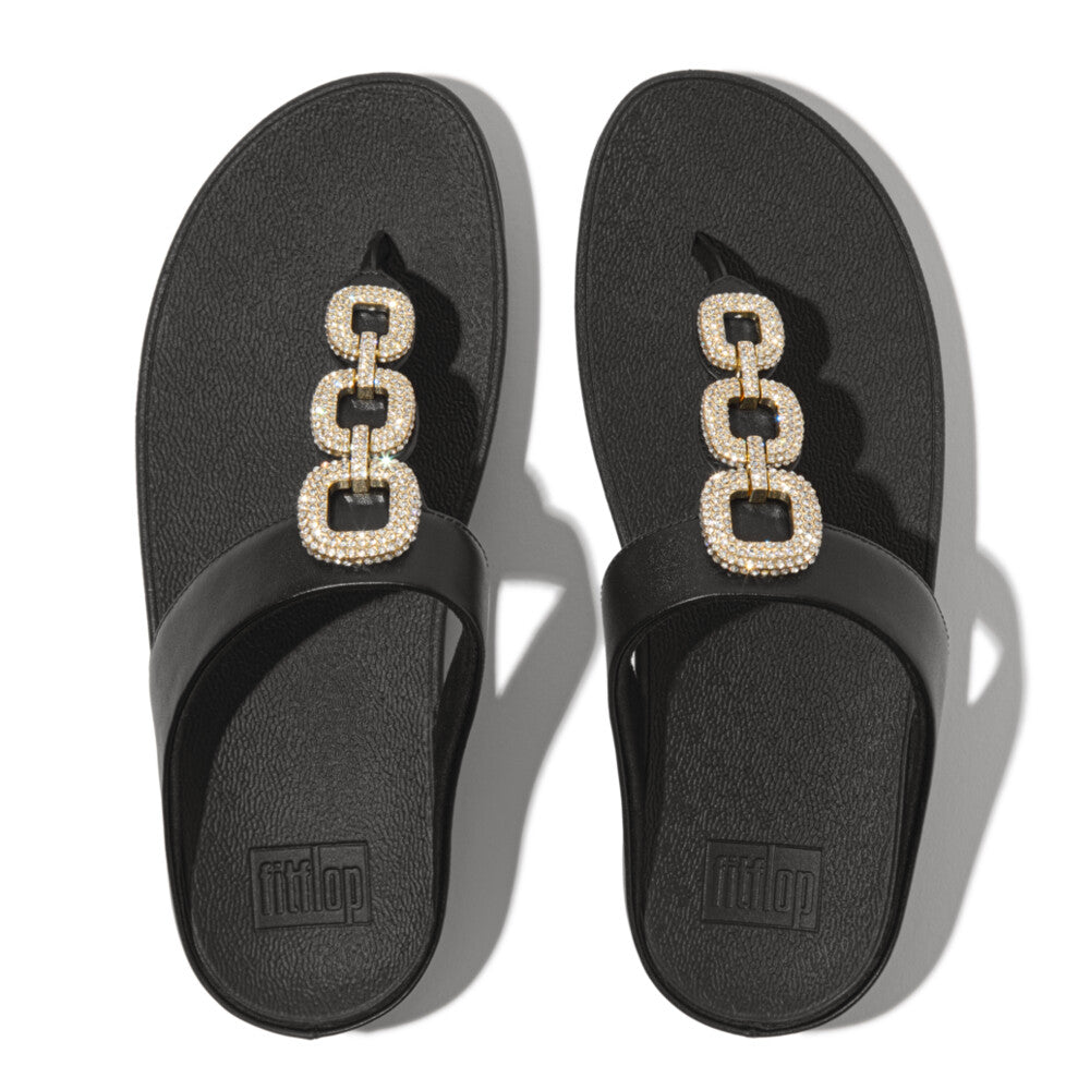 FitFlop Fino Pearls-And-Crystal Toe-Post Sandals - Silver