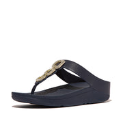 FINO Crystal-Chain Leather Toe-Post Sandals