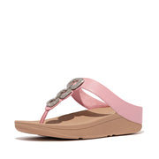 FINO Crystal-Chain Leather Toe-Post Sandals