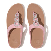 FINO Crystal-Chain Leather Toe-Post Sandals