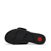 GRACIE Crystal Maxi-Buckle Leather Slides