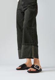 GRACIE Crystal Maxi-Buckle Leather Slides