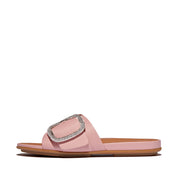 GRACIE Crystal Maxi-Buckle Leather Slides