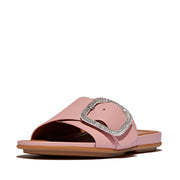 GRACIE Crystal Maxi-Buckle Leather Slides