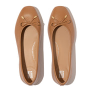 DELICATO Bow Soft Leather Ballet Flats