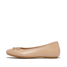 DELICATO Bow Soft Leather Ballet Flats