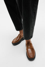 F-LUMA Box-Leather Demi-Wedge Penny Loafers