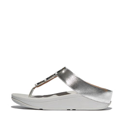 FINO Resin-Hoop Leather Toe-Post Sandals