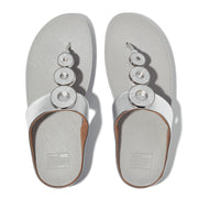 FINO Resin-Hoop Leather Toe-Post Sandals