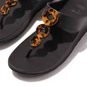 FINO Resin-Hoop Leather Toe-Post Sandals