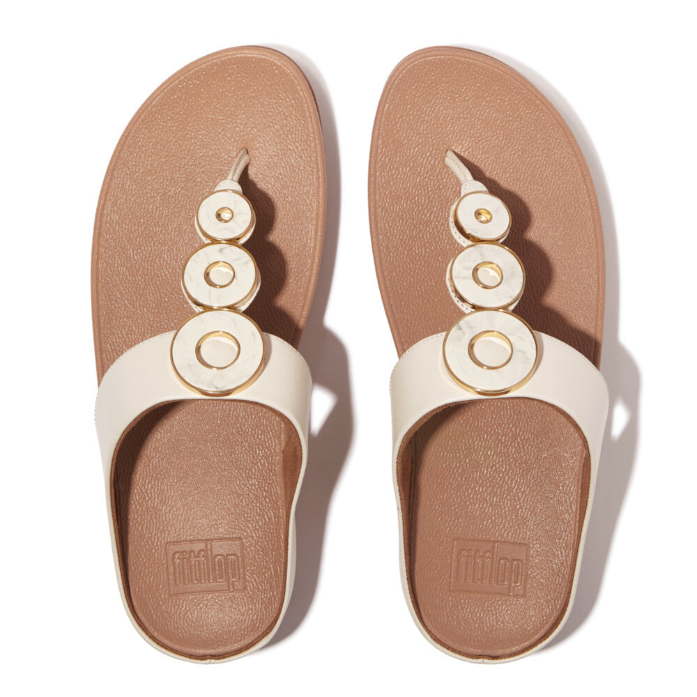 Fitflop Women Fino Resin-Hoop Leather Toe-Post Sandals |IB8-A99| Paris Beige main image 0