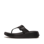 F-Mode Buckle Stud Leather Flatform Toe-Thongs