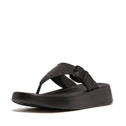 F-Mode Buckle Stud Leather Flatform Toe-Thongs