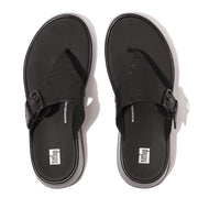 F-Mode Buckle Stud Leather Flatform Toe-Thongs