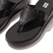 F-Mode Buckle Stud Leather Flatform Toe-Thongs