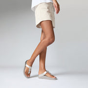 FINO Crystal-Chain M/Leather Toe-Post Sandals