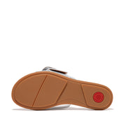 GRACIE Crystal Maxi-Buckle Metallic-Leather Slides