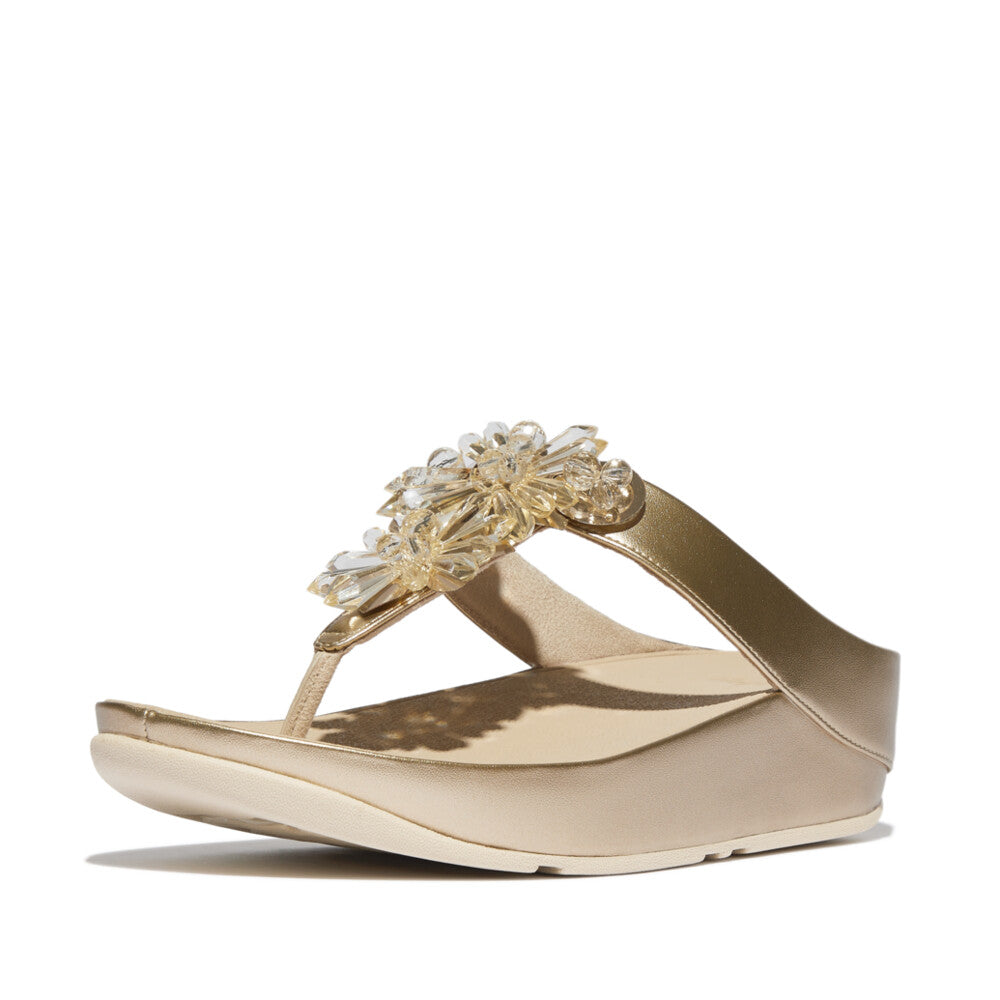 RUMBA Starburst-Bead Metallic Toe-Post Sandals - Platino (IG9-675 ...