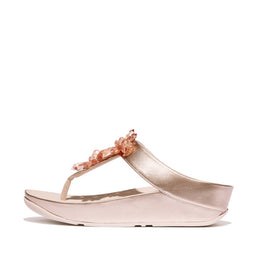 RUMBA Starburst-Bead Metallic Toe-Post Sandals