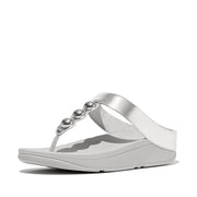 FINO Mirror-Dome Metallic-Leather Toe Post Sandals