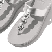 FINO Mirror-Dome Metallic-Leather Toe Post Sandals