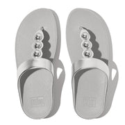 FINO Mirror-Dome Metallic-Leather Toe Post Sandals
