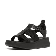 F-MODE Leather/Webbing Flatform Fisherman Sandals