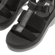 F-MODE Leather/Webbing Flatform Fisherman Sandals