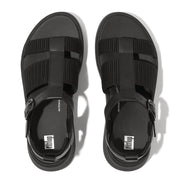 F-MODE Leather/Webbing Flatform Fisherman Sandals