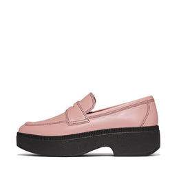 FitFlop x Song Hye Kyo F-LUMA Contrast-Stitch Demi-Wedge Loafers Soft Blush