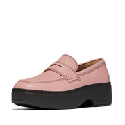 FitFlop x Song Hye Kyo F-LUMA Contrast-Stitch Demi-Wedge Loafers Soft Blush
