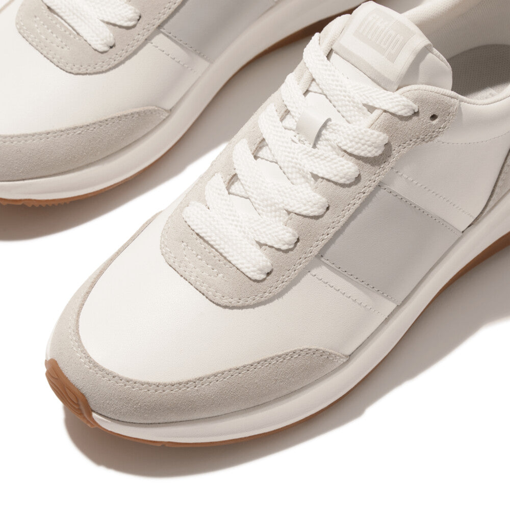 FitFlop - F-Mode Flow Fabric/Suede/Leather Flatform Trainers Urban White Mix