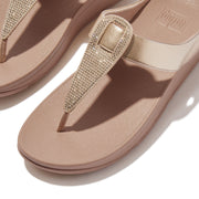 FINO Crystal-Detail Metallic Toe-Post Sandals