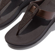 FINO Crystal-Detail Metallic Toe-Post Sandals