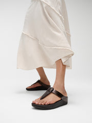 FINO Crystal-Detail Metallic Toe-Post Sandals