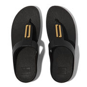 FINO Gold-Trim Leather Toe-Post Sandals