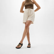 FINO Gold-Trim Leather Toe-Post Sandals