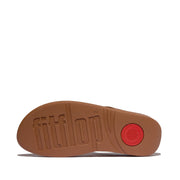 FINO Gold-Trim Leather Toe-Post Sandals