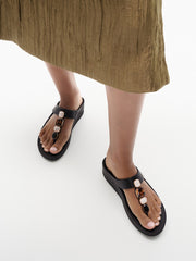 FINO Multi-Stone Leather Toe-Post Sandals