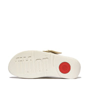 LULU Resin-Buckle Leather Cross Slides