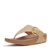 LULU Resin-Buckle Leather Toe-Post Sandals