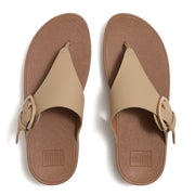 LULU Resin-Buckle Leather Toe-Post Sandals