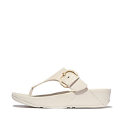 LULU Resin-Buckle Leather Toe-Post Sandals