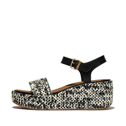 PLATFFORMS Woven Wedge Ankle-Strap Sandals