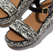 PLATFFORMS Woven Wedge Ankle-Strap Sandals