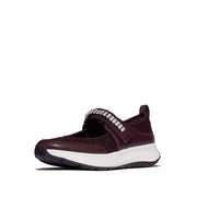 F-MODE Flow Crystal-Strap Quilted Mary Janes