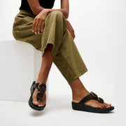 LULU Chunky Wooden Stone Toe-Post Sandals
