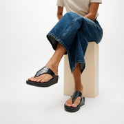LULU Crocodile Toe-Post Sandals