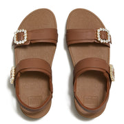LULU Crystal Buckle Two-Bar Sandals